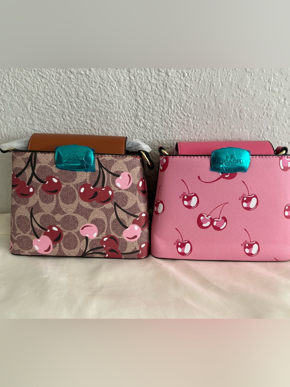 Coach Cherry Print Crossbody Bag — Pink & Brown Mini selling together
